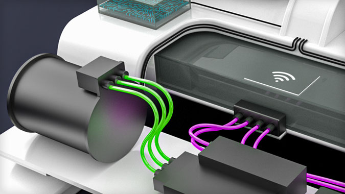 Unified Car motor with various colored cables attached