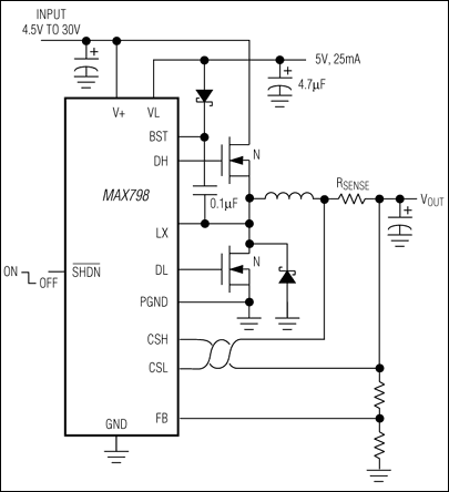 MAX798：標準動作回路
