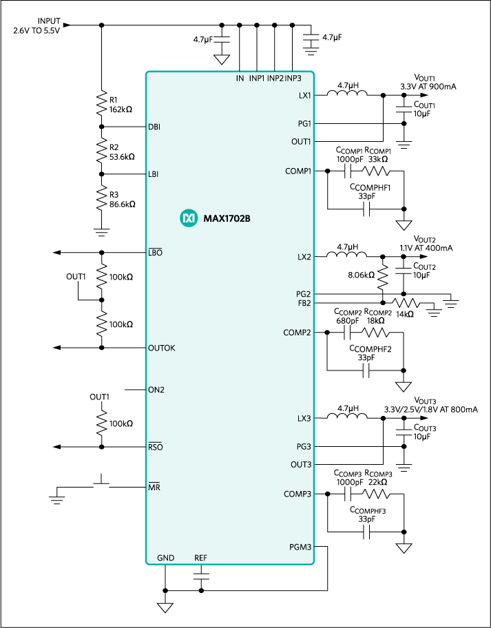 MAX1702B：標準動作回路