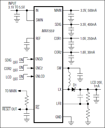 MAX1559：標準動作回路