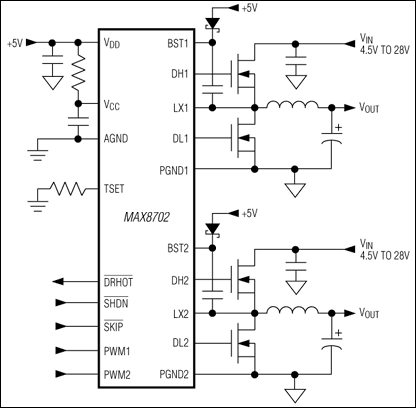 MAX8702、MAX8703：標準動作回路