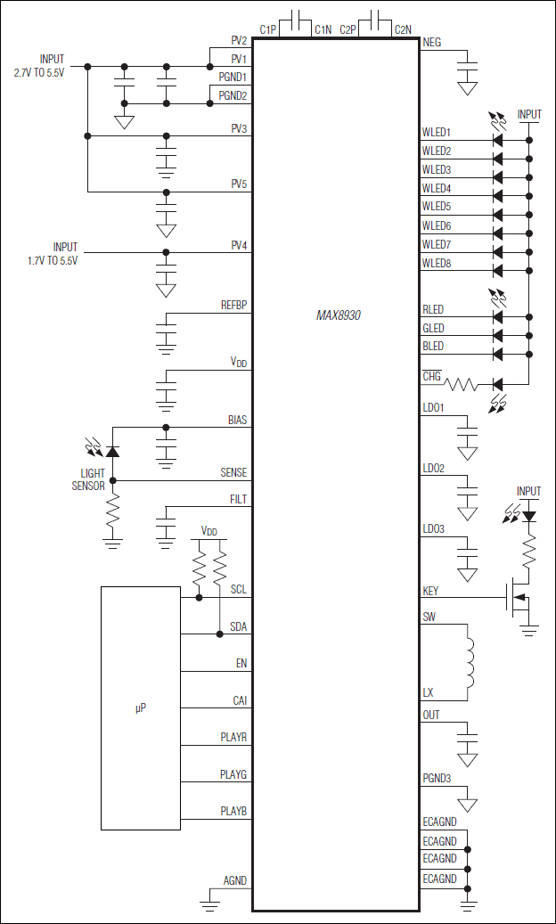 MAX8930：標準動作回路