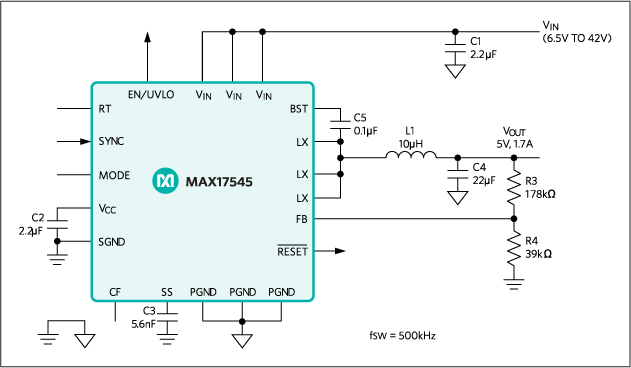MAX17545：標準動作回路