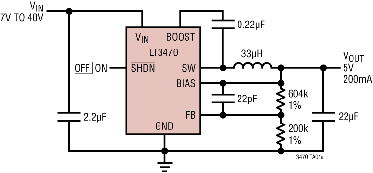 LT3470 Application Circuit