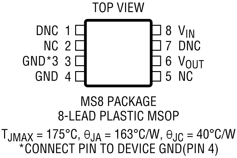 LT6654BX Pin Configuration