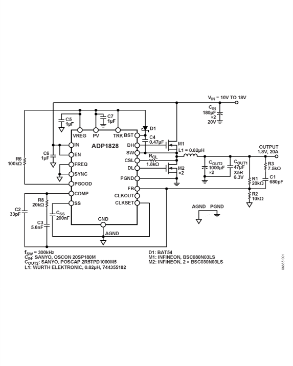 ADP1828 Typical Application Diagram