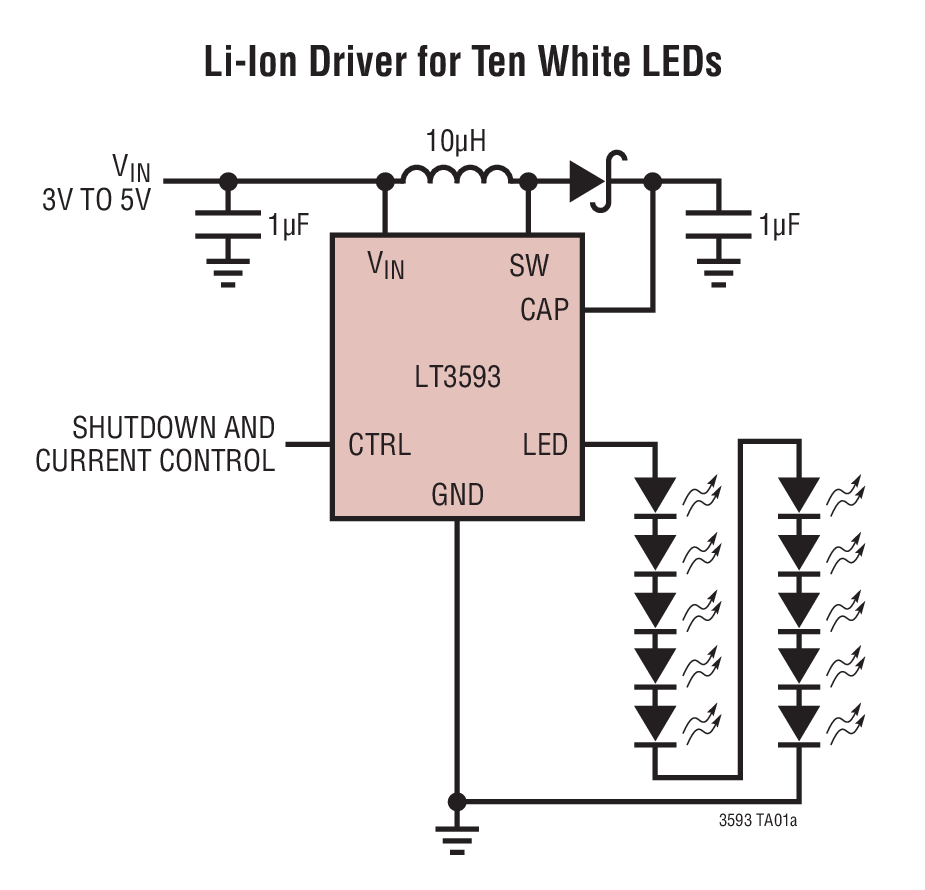 Li-Ion Driver for Ten White LEDs