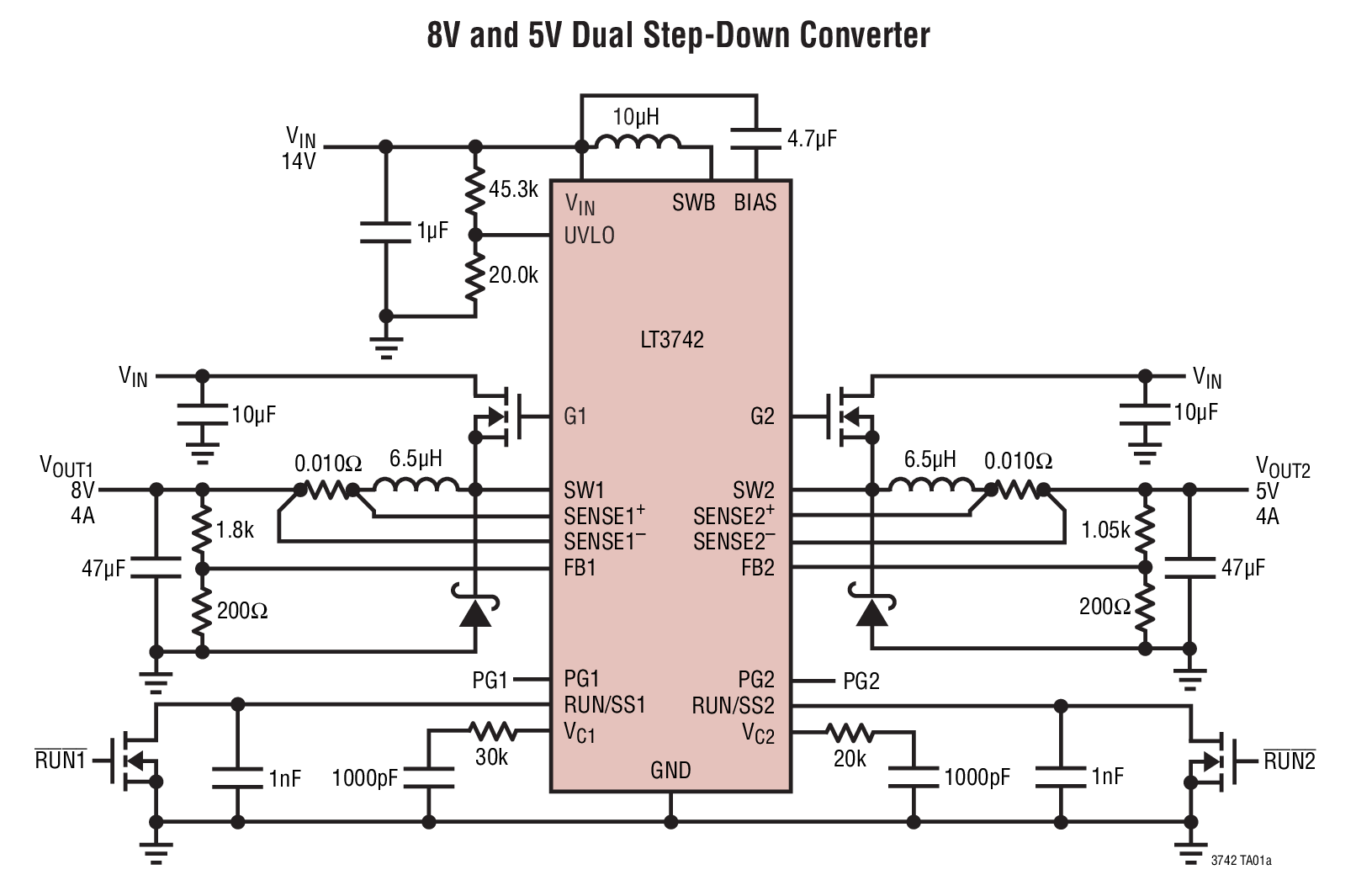 8V and 5V Dual Step-Down Converter