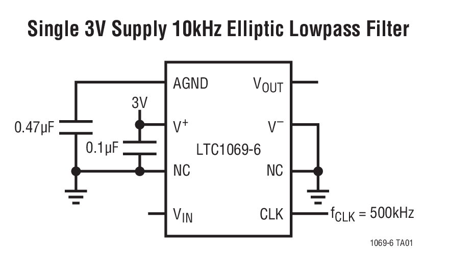 Single 3V Supply 10kHz Elliptic Lowpass Filter