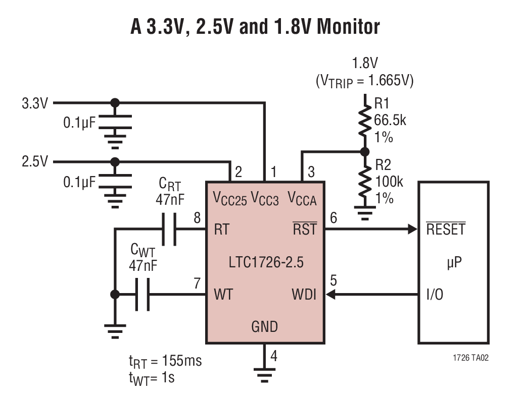 A 3.3V, 2.5V and 1.8V Monitor