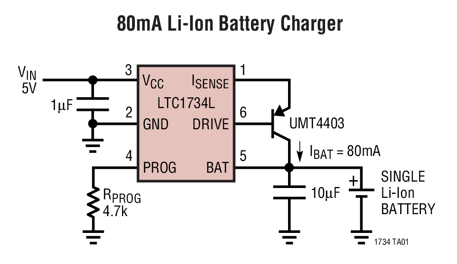 80mA Li-Ion Battery Charger