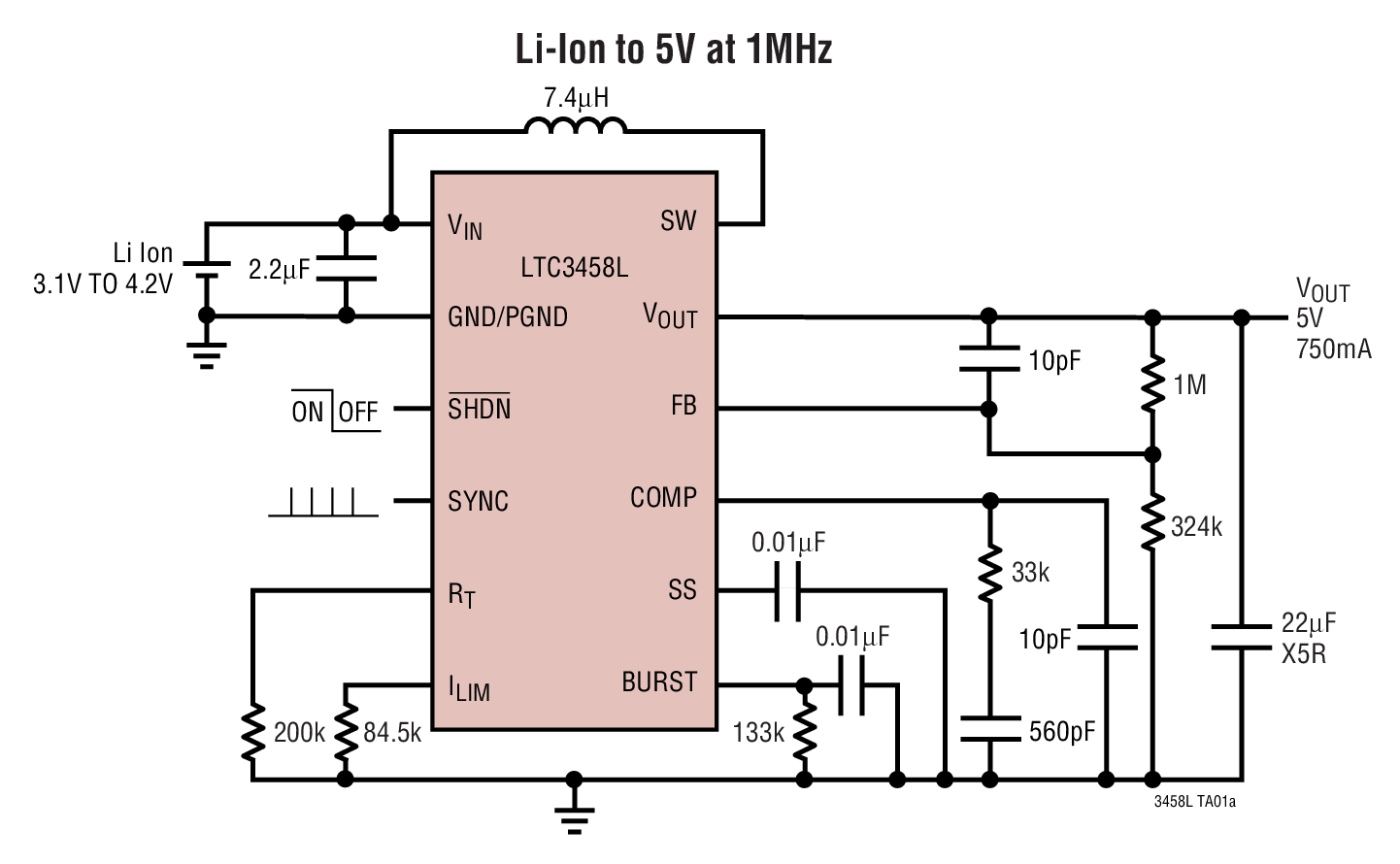 Li-Ion to 5V at 1MHz