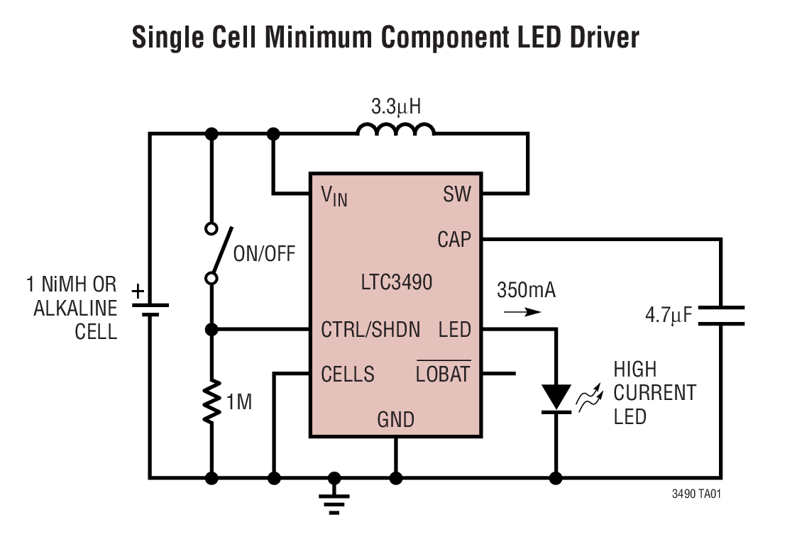 Single Cell Minimum Component LED Driver