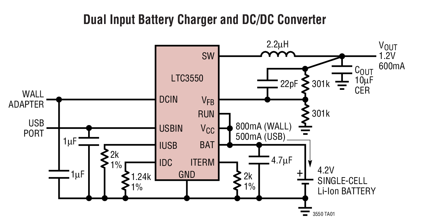 Dual Input Battery Charger and DC/DC Converter