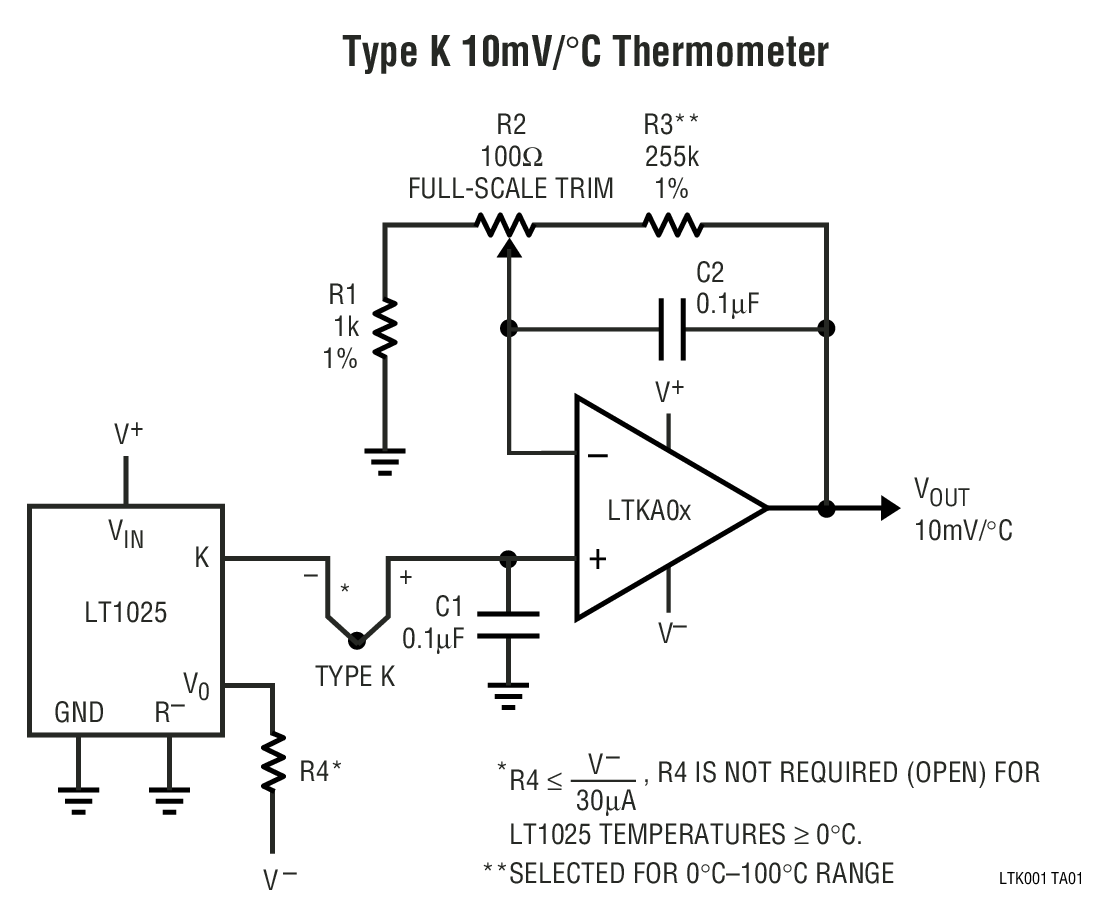 Type K 10mV/°C Thermometer