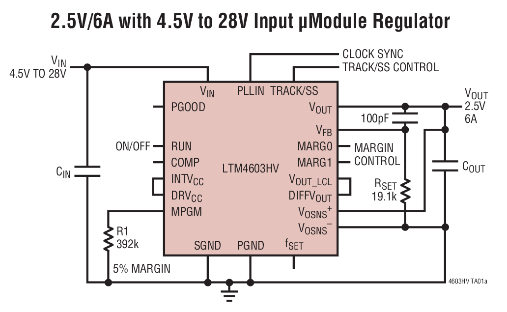 2.5V/BA with 4.5V to 28V Input uModu|e Regulator