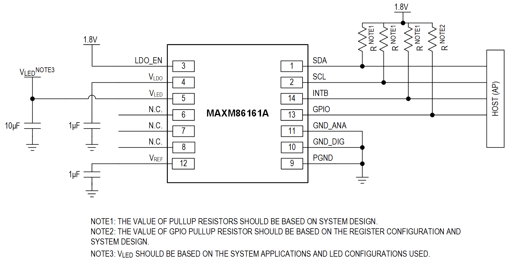 MAXM86161A Typical Application Circuits