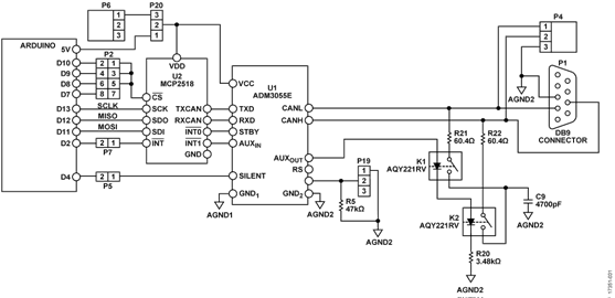 Simplified Schematic of EVAL-ADM3055E-ARDZ