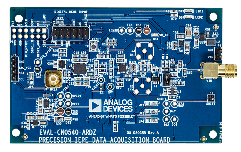 EVAL-CN0540 24-Bit Data Acquisition System for IEPE Sensors - Top View