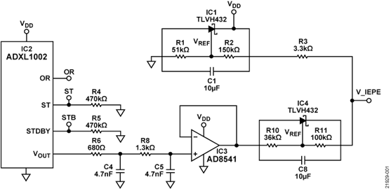 Complete ADXL1002 with IEPE Compatible Circuit Diagram