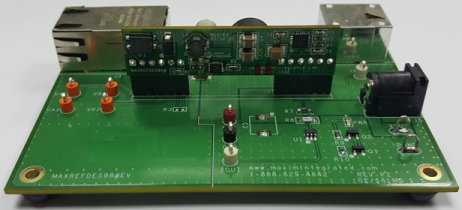 Figure 5. MAXREFDES98# connected to the MAXREFDES98EV#