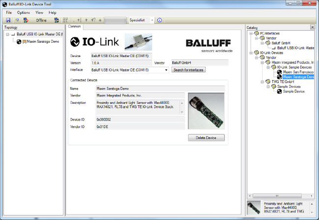 Figure 3. Balluff's IO-Link Device Tool version 2.11.1