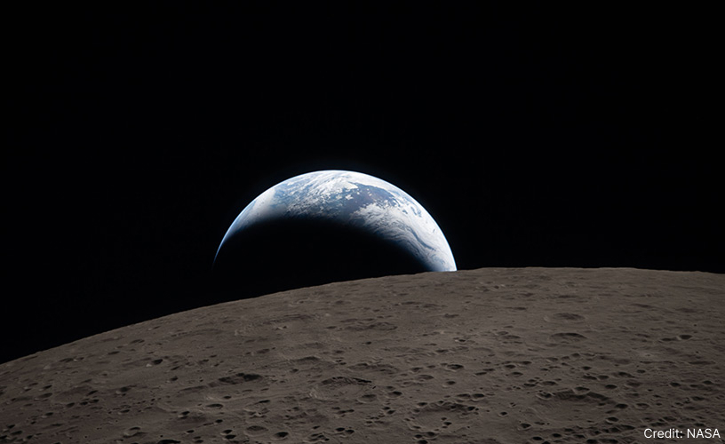 Earthset captured through the Orion spacecraft window