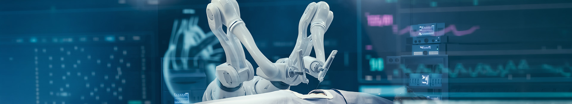 Surgical robot operating on a patient.