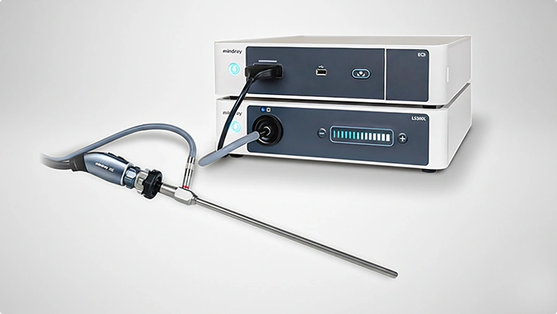 Mindray LS500L endoscope connected to stacked control units.