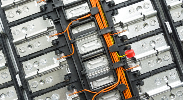 Automotive battery pack zoomed in