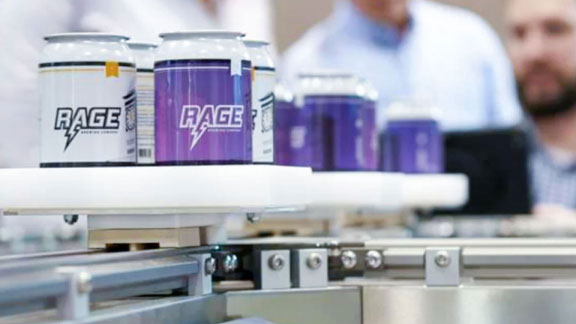 MagneMover carts transporting a branded energy drink.