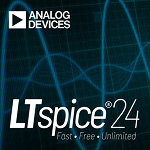 Analog Devices LTspice 24 software logo with waveform graphics in the background.