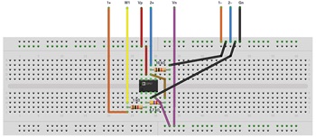 図9. ブレッドボード上に構成した反転アンプ