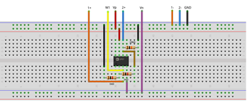 図15. ブレッドボード上に構成した非反転アンプ