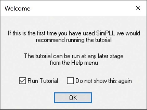 図1. ADIsimPLLの「Welcome」画面
