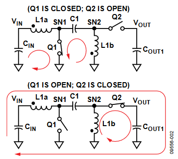 Figure 2. Current Flow in a SEPIC Converter.