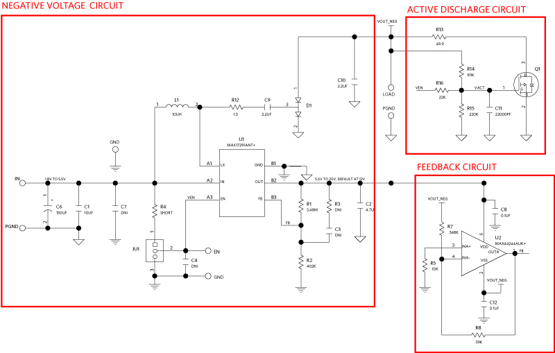 Figure 11. Negative voltage feedback using MAX17291 IC with op-amp.