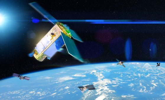Satellite over earth.